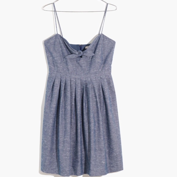 Madewell Chambray Tie Front Cutout Cami Dress, size 8, Brilliant Royal - Picture 1 of 11
